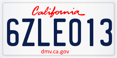 CA license plate 6ZLE013