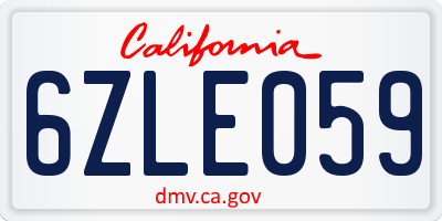 CA license plate 6ZLE059