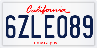 CA license plate 6ZLE089