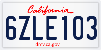 CA license plate 6ZLE103