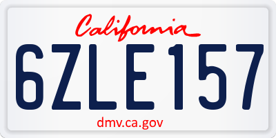 CA license plate 6ZLE157