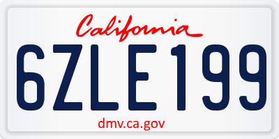 CA license plate 6ZLE199
