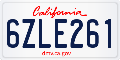 CA license plate 6ZLE261