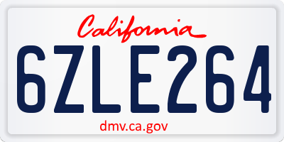 CA license plate 6ZLE264