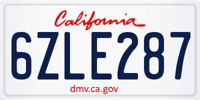 CA license plate 6ZLE287