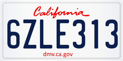 CA license plate 6ZLE313