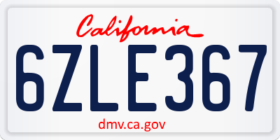 CA license plate 6ZLE367
