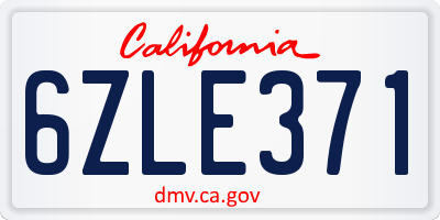 CA license plate 6ZLE371