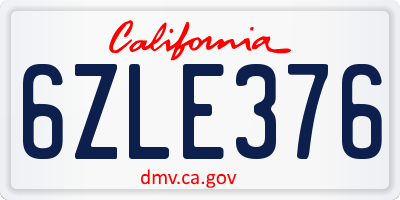 CA license plate 6ZLE376