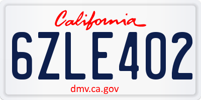 CA license plate 6ZLE402
