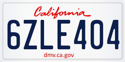CA license plate 6ZLE404