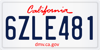CA license plate 6ZLE481