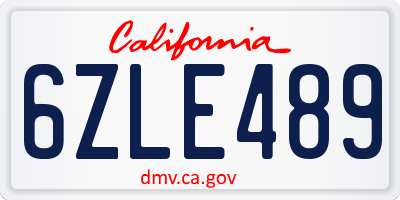 CA license plate 6ZLE489