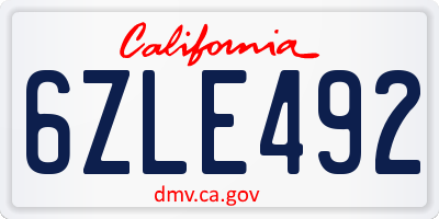 CA license plate 6ZLE492
