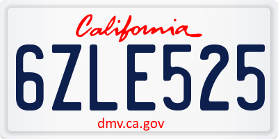 CA license plate 6ZLE525