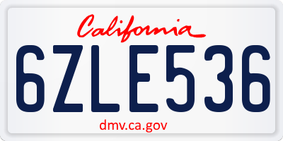 CA license plate 6ZLE536
