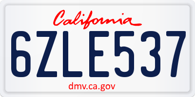 CA license plate 6ZLE537