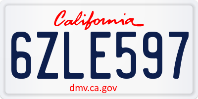 CA license plate 6ZLE597