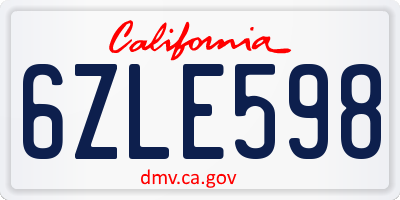 CA license plate 6ZLE598
