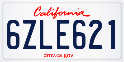 CA license plate 6ZLE621