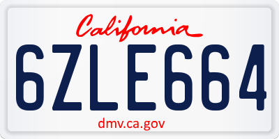 CA license plate 6ZLE664