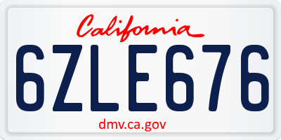 CA license plate 6ZLE676