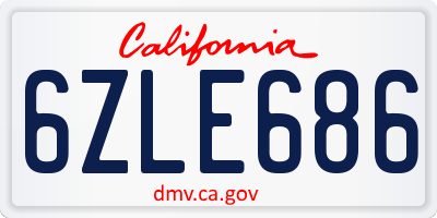 CA license plate 6ZLE686