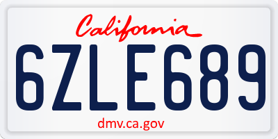 CA license plate 6ZLE689