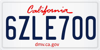 CA license plate 6ZLE700