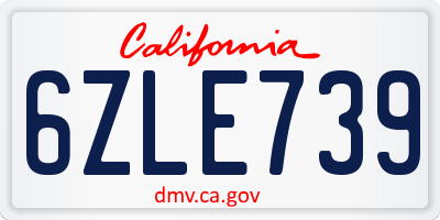 CA license plate 6ZLE739