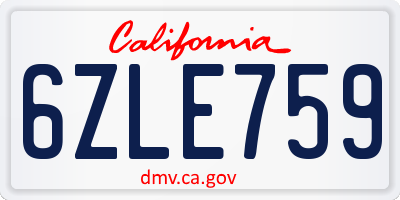 CA license plate 6ZLE759