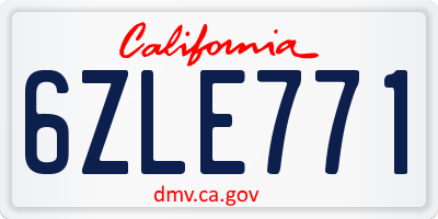 CA license plate 6ZLE771