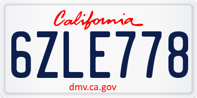 CA license plate 6ZLE778