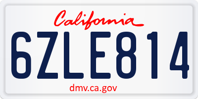 CA license plate 6ZLE814