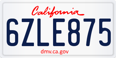 CA license plate 6ZLE875