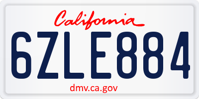 CA license plate 6ZLE884