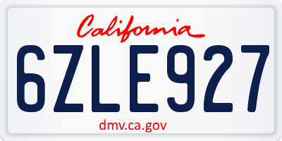 CA license plate 6ZLE927