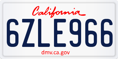 CA license plate 6ZLE966