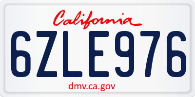CA license plate 6ZLE976