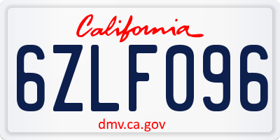 CA license plate 6ZLF096