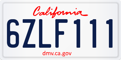 CA license plate 6ZLF111