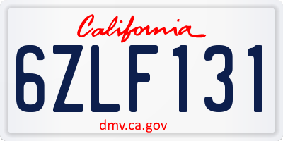 CA license plate 6ZLF131