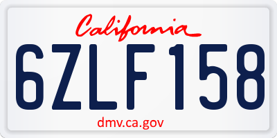 CA license plate 6ZLF158