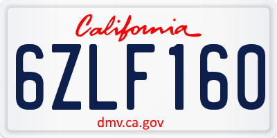 CA license plate 6ZLF160
