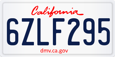 CA license plate 6ZLF295