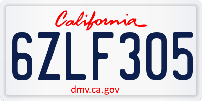 CA license plate 6ZLF305