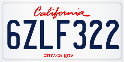 CA license plate 6ZLF322