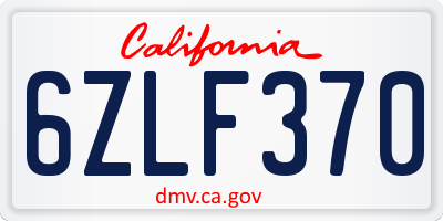 CA license plate 6ZLF370