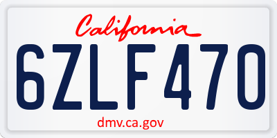 CA license plate 6ZLF470