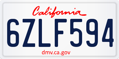 CA license plate 6ZLF594